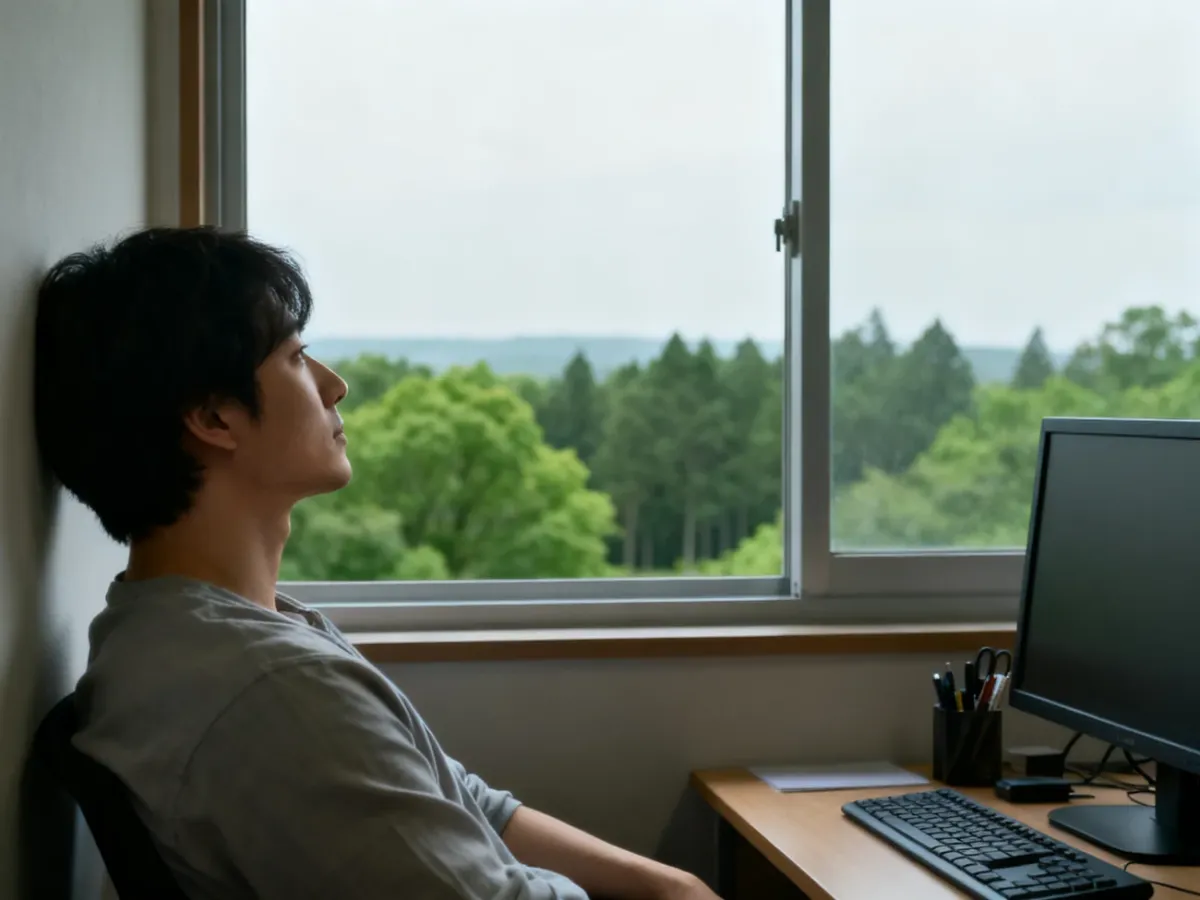 Person looking into the distance during an eye break