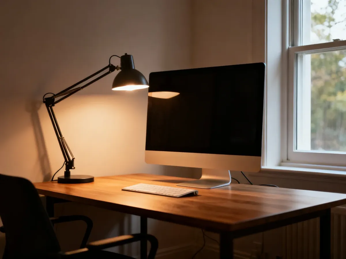 Ergonomiczne oświetlenie biurka światłem bocznym